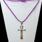 Pendentif 7 Chakras Croix Egyptienne Métal argenté sur cordon