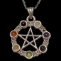 Pendentif 7 Chakras Pentagramme Métal argenté sur chaîne