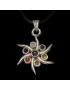 Pendentif 7 Chakras Soleil Métal argenté sur cordon