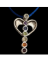 Pendentif 7 Chakras Ange Métal argenté sur cordon