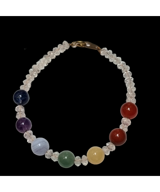 Bracelet Cristal de roche 7 Chakras avec fermoir
