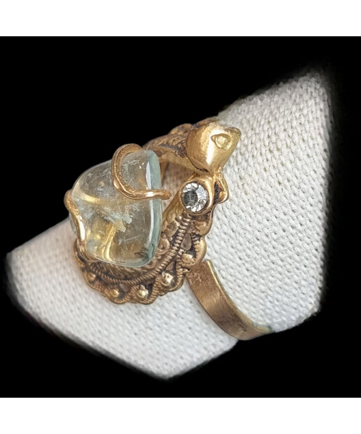 Bague Aigue marine bronze plaqué or