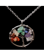 Pendentif Arbre de vie 7 Chakras Acier
