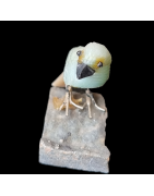 Oiseau Chrysocolle sur socle Pyrite de fer