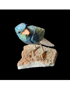 Oiseau Chrysocolle sur socle Quartz