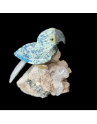 Oiseau Chrysocolle sur socle Quartz