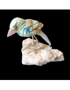 Oiseau Chrysocolle sur socle Quartz