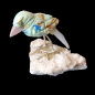 Oiseau Chrysocolle sur socle Quartz