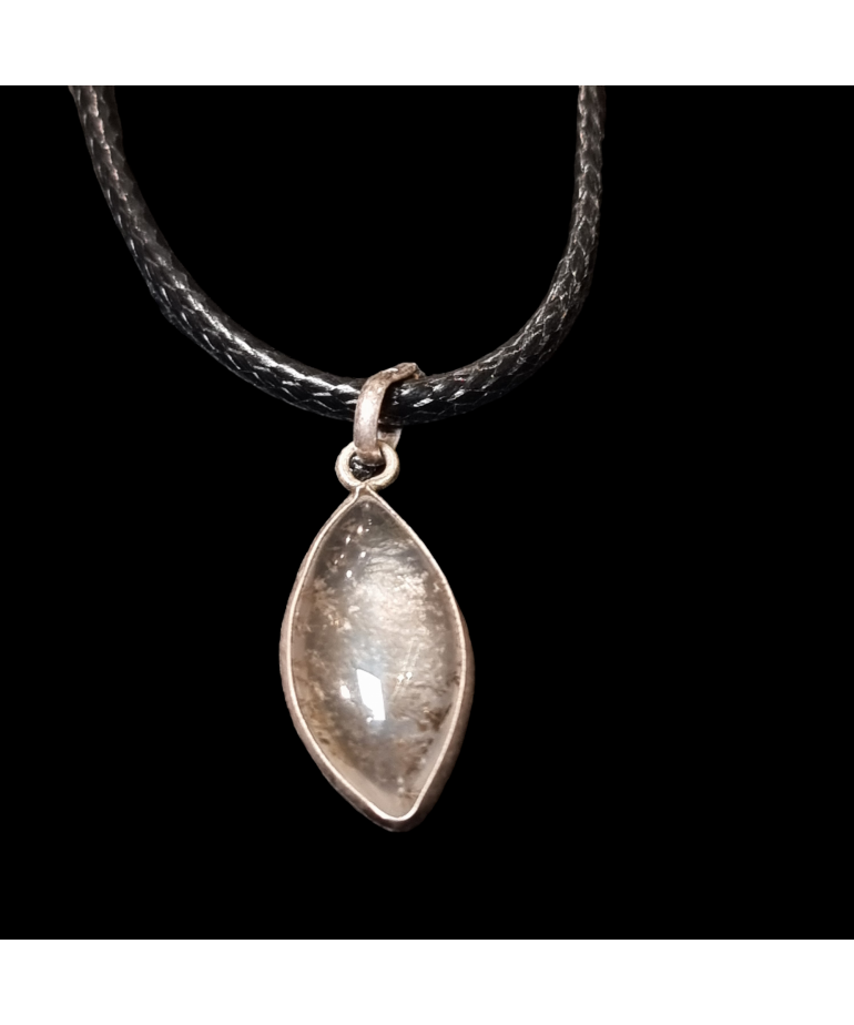 Pendentif Quartz Tourmaline sur cordon