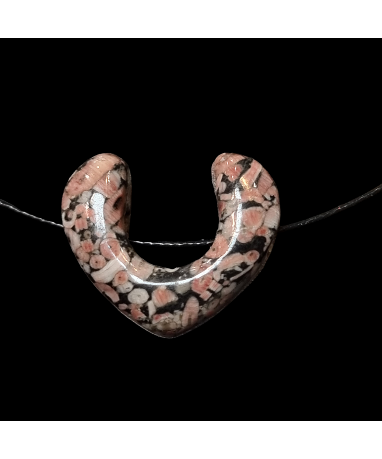 Pendentif Jaspe Pop sur câble acier noir
