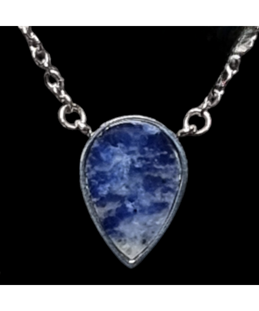 Pendentif Sodalite goutte sur chaîne