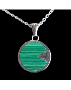 Pendentif Malachite rond avec chaîne