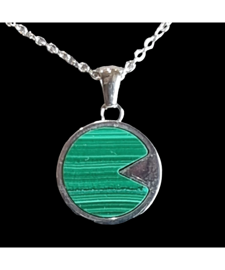Pendentif Malachite rond avec chaîne