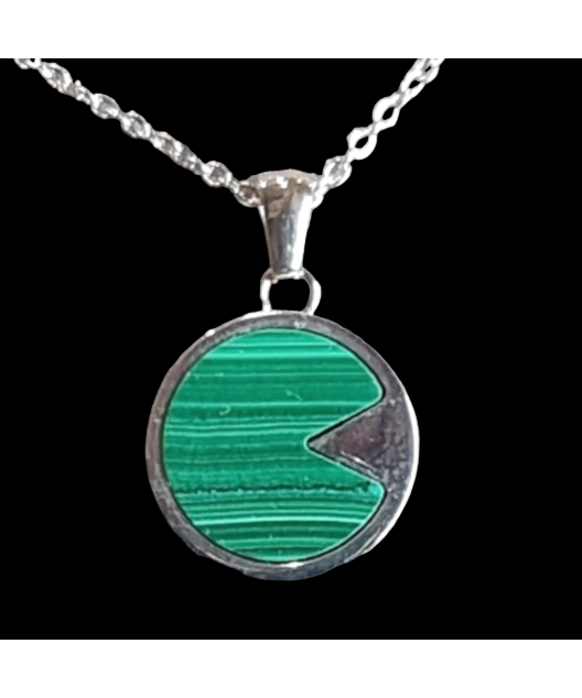 Pendentif Malachite rond avec chaîne
