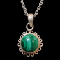 Pendentif Malachite soleil Argent 925 avec chaîne