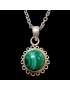Pendentif Malachite soleil Argent 925 avec chaîne