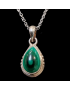 Pendentif Malachite goutte Argent 925 avec chaîne