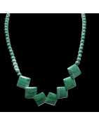 Collier Malachite triangles & pierres rondes