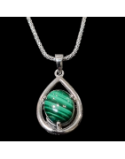 Pendentif Malachite avec chaîne Argent 925