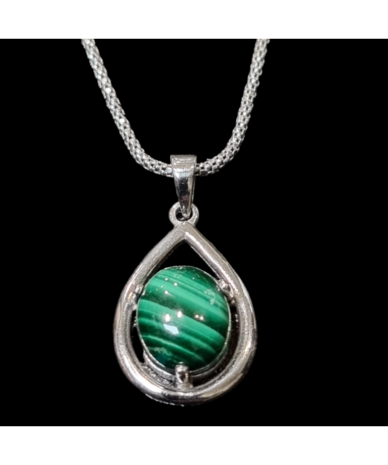 Pendentif Malachite avec chaîne Argent 925