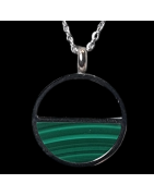 Pendentif Malachite rond avec chaîne