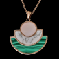 Pendentif Malachite Howlite & Nacre demi-lune avec chaîne plaquée or rosé