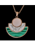 Pendentif Malachite Howlite & Nacre demi-lune avec chaîne plaquée or rosé