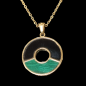 Pendentif Malachite & Onyx rond avec chaîne plaquée or