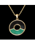 Pendentif Malachite & Onyx rond avec chaîne plaquée or