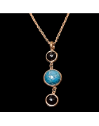 Pendentif Apatite & Onyx avec chaîne plaquée or rosé