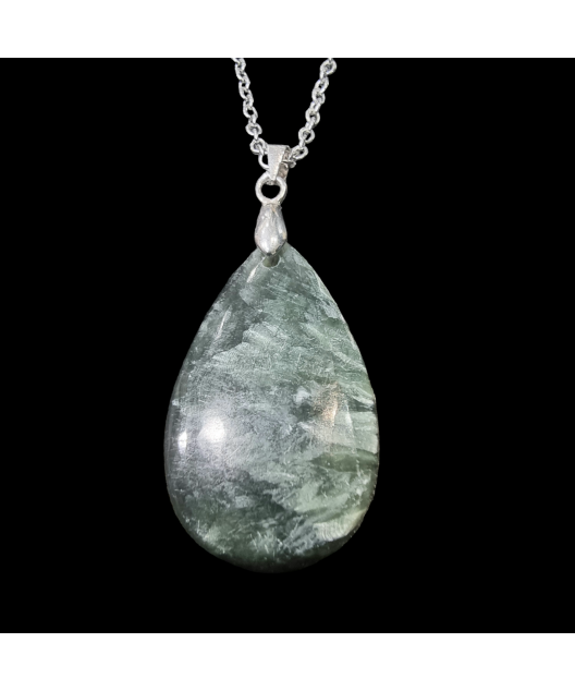 Pendentif Serpentine goutte avec chaîne