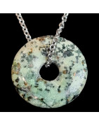 Pendentif Turquoise d'Afrique Donut avec chaîne