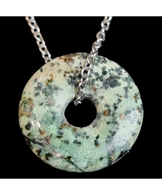 Pendentif Turquoise d'Afrique Donut avec chaîne