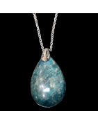 Pendentif Apatite bleue sur chaîne