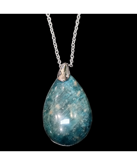 Pendentif Apatite bleue sur chaîne