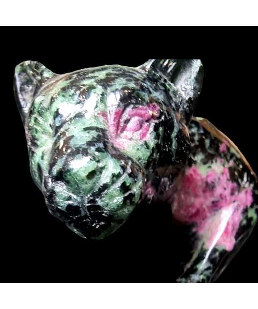 Pierre sculptée Rubis zoïsite Panthères