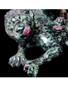 Pierre sculptée Rubis zoïsite Panthères
