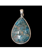 Pendentif Apatite bleue sertie Argent 925