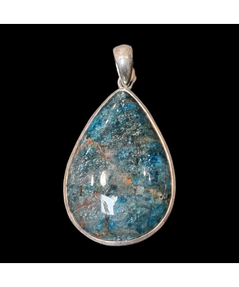 Pendentif Apatite bleue sertie Argent 925