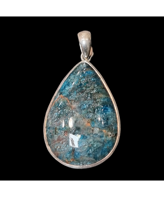 Pendentif Apatite bleue sertie Argent 925