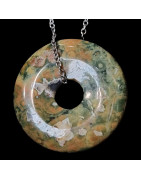 Pendentif Jaspe océan donut avec chaîne