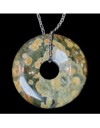 Pendentif Jaspe océan donut avec chaîne
