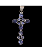 Pendentif Tanzanite sertie Croix Argent 925