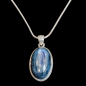 Pendentif Cyanite cabochon serti avec chaîne argent 925