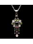 Pendentif Grenat Péridot Pierre de lune Tourmaline rose avec chaîne Argent 925