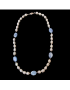 Collier Cyanite & Perles fermoir Argent 925