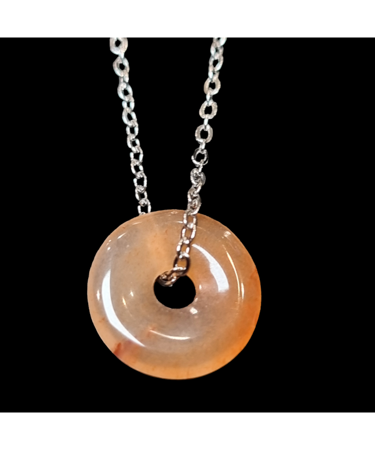 Pendentif Agate de feu donut avec chaîne