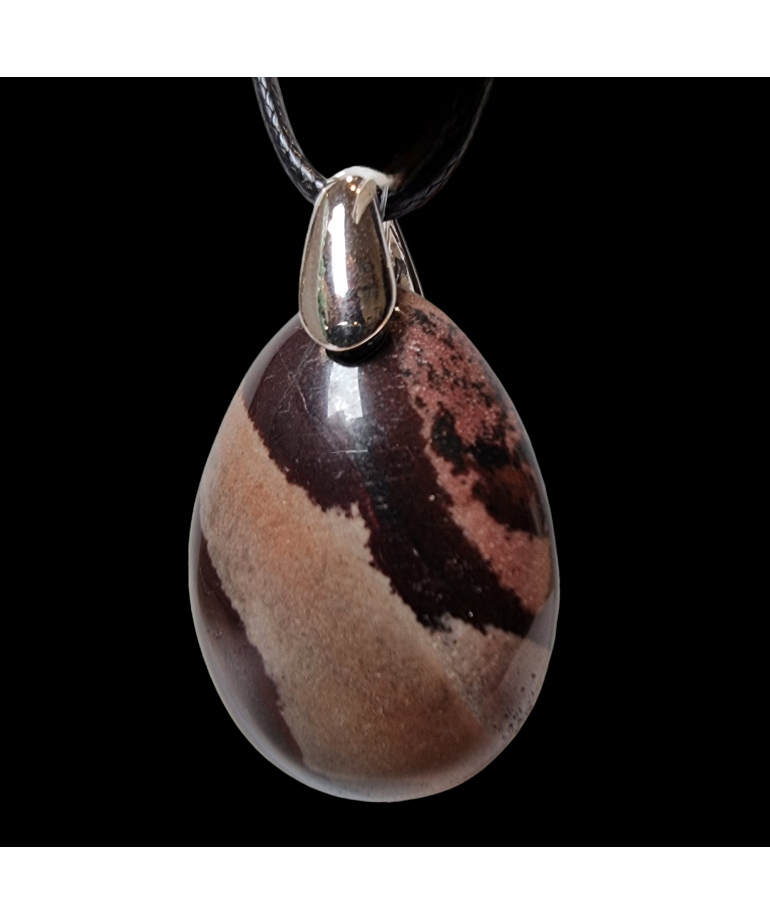 Pendentif Jaspe Picasso pierre roulée sur cordon