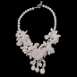 Collier Quartz rose & Perles bouquet de fleur