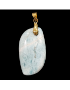 Pendentif Apatite bleue avec bélière dorée